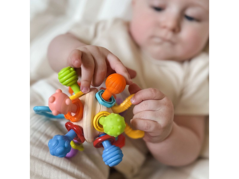 WOOPIE BABY Miękka Grzechotka 2w1 Gryzak Zabawka Sensoryczna dla Niemowląt 0m+ WOOPIE BABY Miękka Grzechotka 2w1 Gryzak Zabawka Sensoryczna dla Niemowląt 0m+