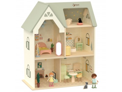 CLASSIC WORLD Wielki Drewniany Domek dla Lalek z mebelkami