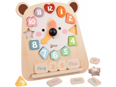 CLASSIC WORLD Zegar Miś Montessori Edukacyjny 3w1 Nauka Czasu Liczenia i Daty