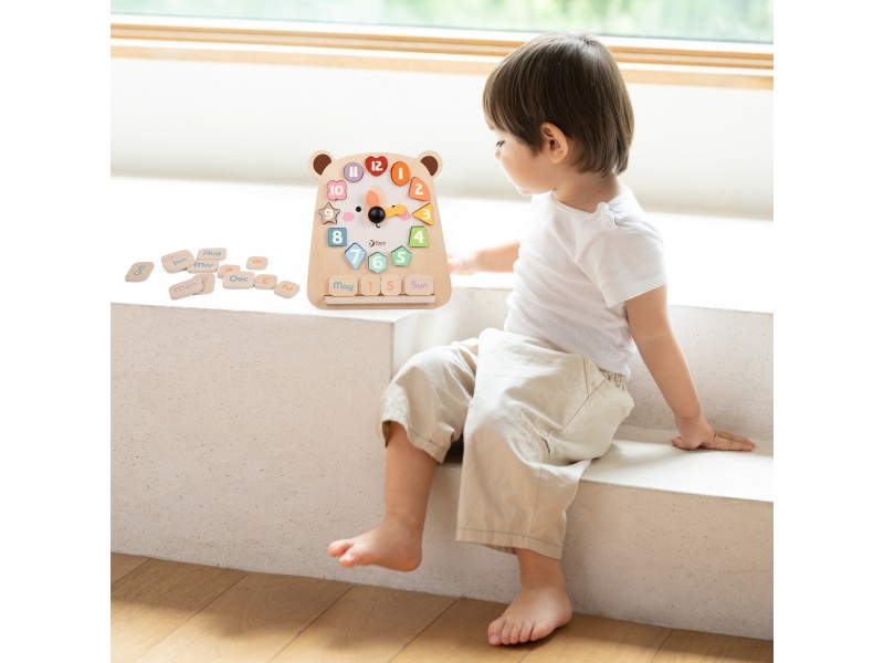 CLASSIC WORLD Zegar Miś Montessori Edukacyjny 3w1 Nauka Czasu Liczenia i Daty CLASSIC WORLD Zegar Miś Montessori Edukacyjny 3w1 Nauka Czasu Liczenia i Daty