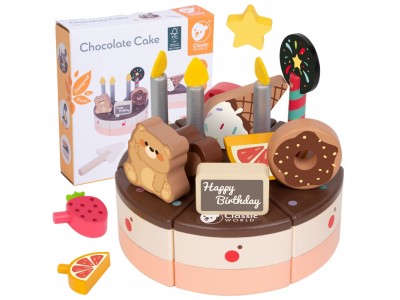 CLASSIC WORLD Drewniany Tort Urodzinowy do Krojenia 19el.