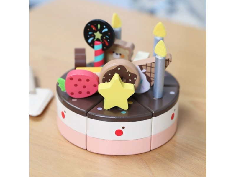 CLASSIC WORLD Drewniany Tort Urodzinowy do Krojenia 19el. CLASSIC WORLD Drewniany Tort Urodzinowy do Krojenia 19el.