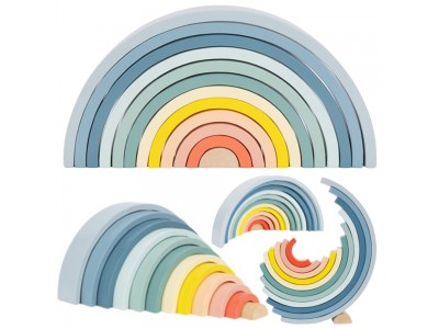TOOKY TOY Pastelowa Układanka Drewniane Klocki Montessori Tęcza