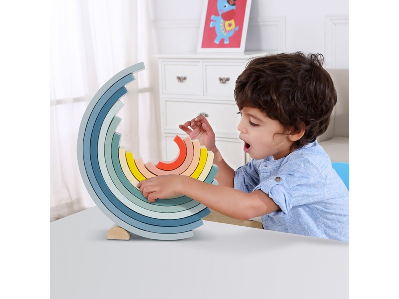 TOOKY TOY Pastelowa Układanka Drewniane Klocki Montessori Tęcza TOOKY TOY Pastelowa Układanka Drewniane Klocki Montessori Tęcza