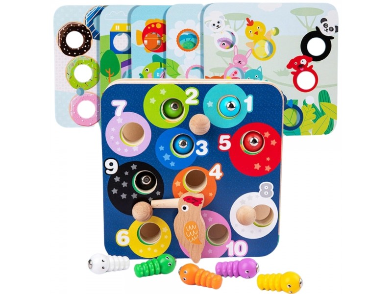 TOOKY TOY Drewniana Gra Zręcznościowa 2w1 Wyciągnij Robaczki dla Dzieci TOOKY TOY Drewniana Gra Zręcznościowa 2w1 Wyciągnij Robaczki dla Dzieci