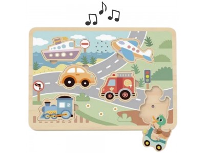 TOOKY TOY Drewniane Interaktywne Puzzle Pojazdy