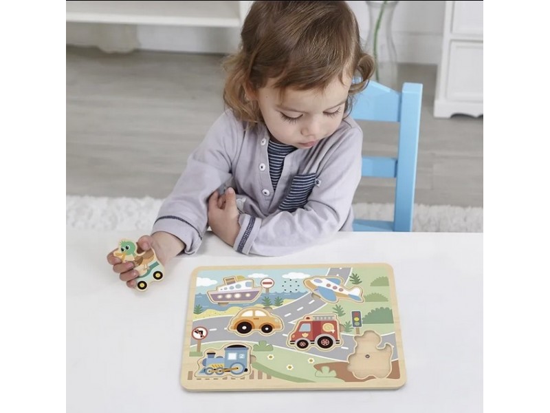 TOOKY TOY Drewniane Interaktywne Puzzle Pojazdy TOOKY TOY Drewniane Interaktywne Puzzle Pojazdy