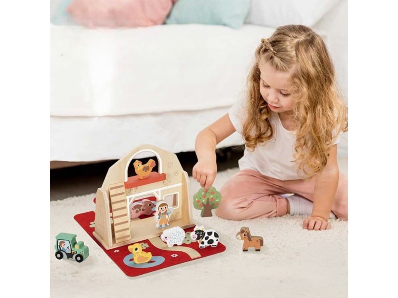 TOOKY TOY Drewniana Składana Farma w Walizce ze Zwierzątkami TOOKY TOY Drewniana Składana Farma w Walizce ze Zwierzątkami