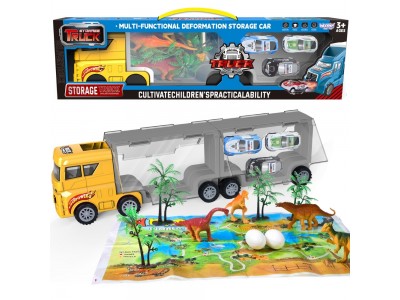 WOOPIE Ciężarówka Transporter 2w1 Zestaw Dinozaurów + Makieta