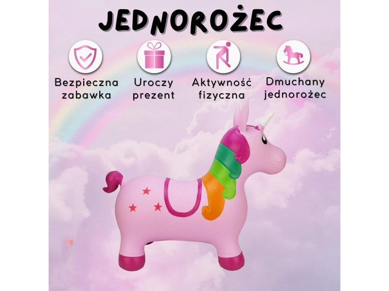 WOOPIE Skoczek Gumowy do Skakania Jednorożec Różowy + Pompka WOOPIE Skoczek Gumowy do Skakania Jednorożec Różowy + Pompka