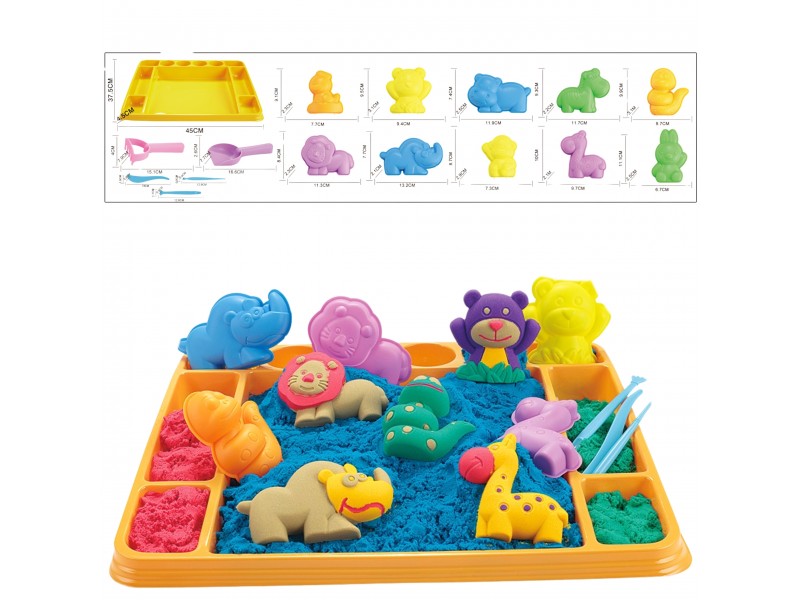 WOOPIE Piasek Kinetyczny 1,2 kg Zestaw XL ZOO Stolik z Foremkami WOOPIE Piasek Kinetyczny 1,2 kg Zestaw XL ZOO Stolik z Foremkami