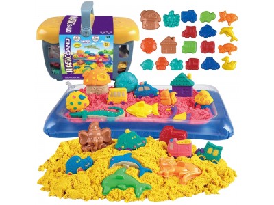 WOOPIE Piasek Kinetyczny 0,8 kg Zestaw w Koszyku z Foremkami + Basen