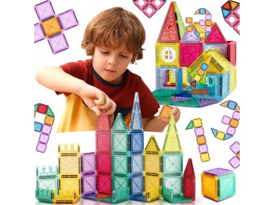 WOOPIE Klocki Magnetyczne Konstrukcyjne 3D Zestaw Edukacyjny Zamek Pojazdy110el..