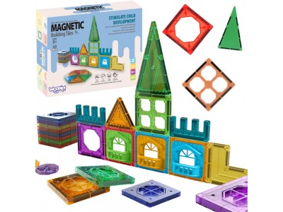 WOOPIE Klocki Magnetyczne Konstrukcyjne 3D Zestaw Edukacyjny Zamek 30el.