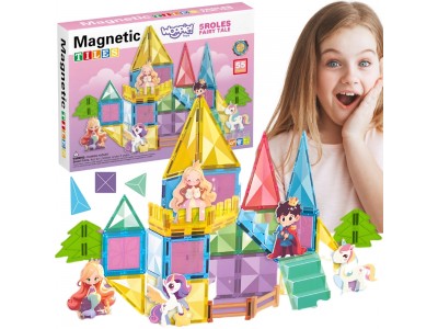 WOOPIE Klocki Magnetyczne Konstrukcyjne 3D Zestaw Edukacyjny Bajkowy Zamek 55el.