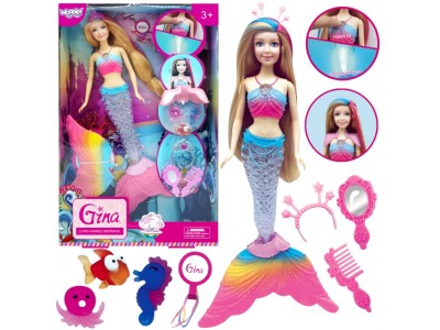 WOOPIE Lalka Syrenka Gina Magiczna Tęczowa z Akcesoriami