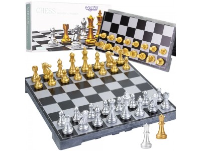 WOOPIE Szachy Magnetyczne Przenośne Złote Srebrne