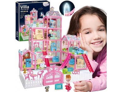 WOOPIE Domek dla Lalek Villa z Akcesoriami i Lalką Podświetlany 275el.