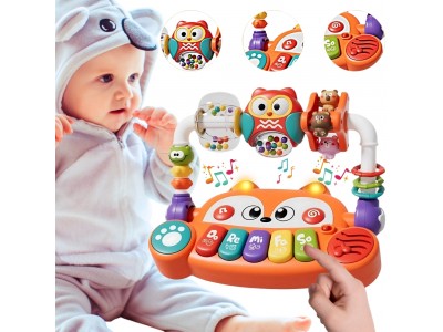 WOOPIE BABY Interaktywne Pianino Edukacyjne Sensoryczne Lisek LED Grzechotki