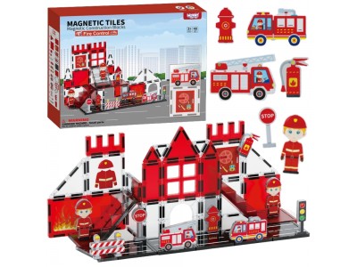WOOPIE Klocki Magnetyczne 3D Zestaw Straż Pożarna 48el.