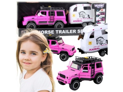 WOOPIE Zestaw Różowy Samochód Terenowy z Przyczepką i Figurką Konia