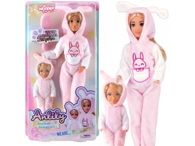 WOOPIE ROYAL Lalki Kombinezony Różowe Króliczki Zestaw 2szt.