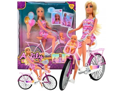 WOOPIE ROYAL Lalka Lily Rowerzystka Bobas w Foteliku Rower