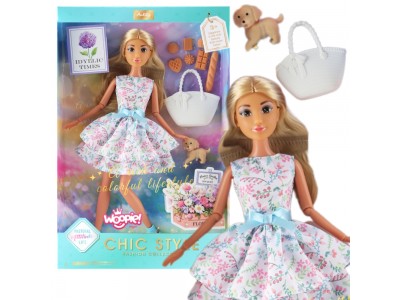 WOOPIE ROYAL Lalka Lily 30 cm Wiosenna Suknia Akcesoria Piesek Piknik