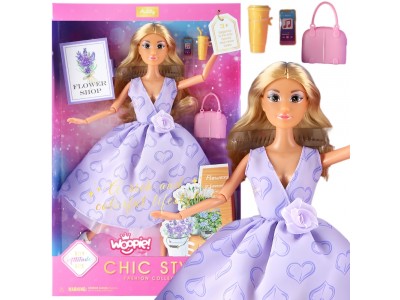 WOOPIE ROYAL Lalka Lily Długie Blond Włosy 30 cm Lawendowa Suknia Akcesoria
