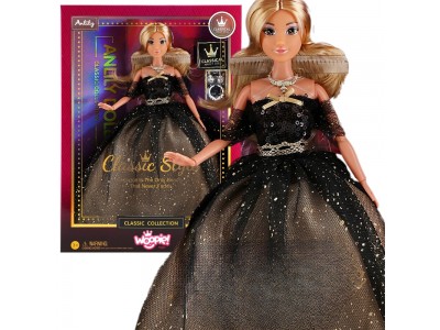 WOOPIE ROYAL Lalka Lily 30 cm Długie Blond Włosy Czarna Suknia Balowa