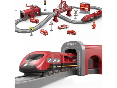 WOOPIE Zestaw Kolejka Elektryczna Lokomotywa Straż Pożarna 66el.