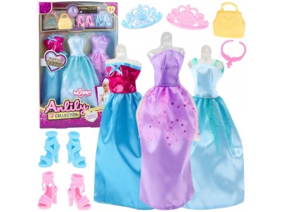 WOOPIE ROYAL Zestaw Modowy Dla Lalek Sukienki Buty Biżuteria Akcesoria