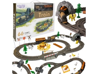 WOOPIE Kolejka Elektryczna Lokomotywa Retro Farma Tor XL 66 el.