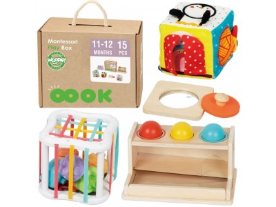 WOOPIE GREEN Pudełko Box 5w1 Montessori Edukacujny 11-12M FSC