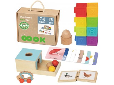 WOOPIE GREEN Box Pudełko XXL Montessori Edukacyjne 6w1 Sensoryczne 7-8 Miesięcy 26el. FSC