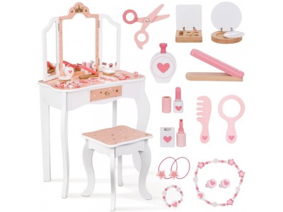 WOOPIE GREEN Drewniana Toaletka z Lustrem i Akcesoriami