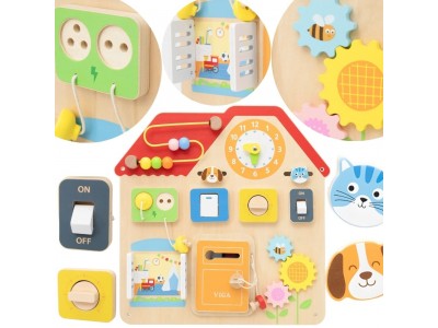 VIGA Drewniana Tablica Manipulacyjna Domek Odkrywania i Nauki