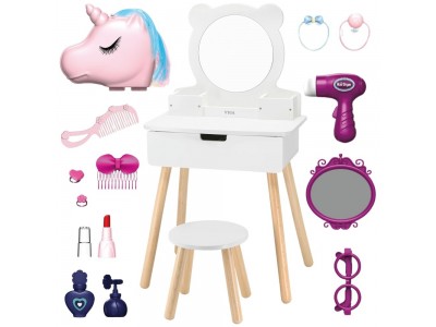 VIGA Zestaw Biała Toaletka + Akcesoria Jak z Salonu