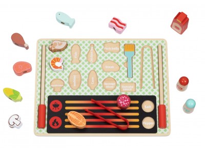 TOOKY TOY Drewniany Zestaw do Grillowania Tablica Edukacyjna