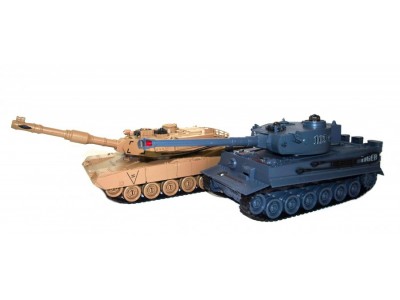 Zestaw wzajemnie walczących czołgów M1A2 Abrams i German Tiger v2 2.4GHz 1:28