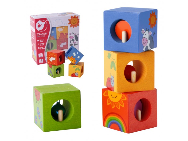 CLASSIC WORLD Drewniane Klocki Sensoryczne Układanka Edukacyjna Zwierzątka Puzzle dla Dzieci 4 el. CLASSIC WORLD Drewniane Klocki Sensoryczne Układanka Edukacyjna Zwierzątka Puzzle dla Dzieci 4 el.